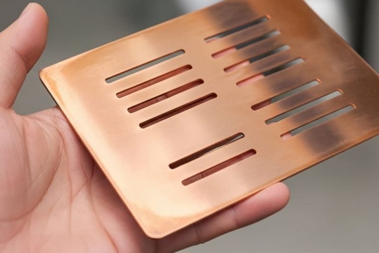 trabalho realizado - peça de cobre cortada a laser